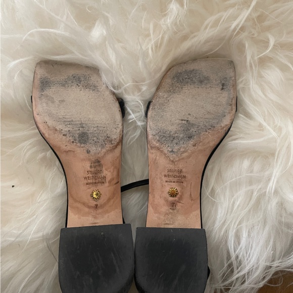 Stuart Weitzman  NUDISTCURVE 35 BLOCK SANDAL Black Size 7 - Picture 10 of 11